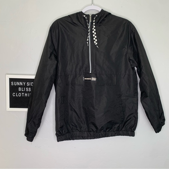 Members Only Black Lightweight Pullover Windbreaker Jacket Size Small - Picture 9 of 16